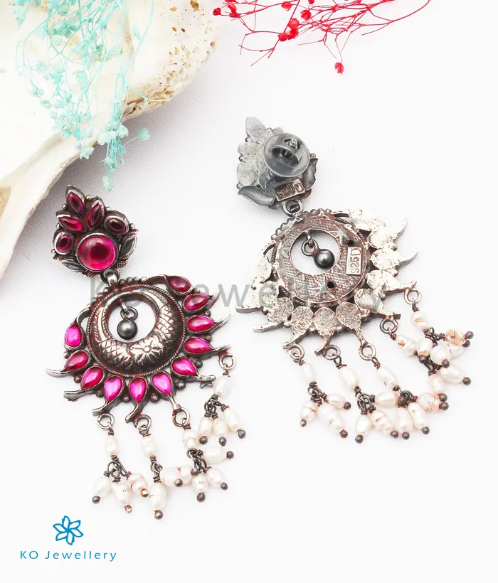 The Vihang Silver Kempu Earrings Silversmith Earrings