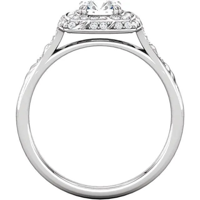 Vintage Style Round Natural Earth Mined Diamond Halo Ring With Accents 180 Ct GB Rings