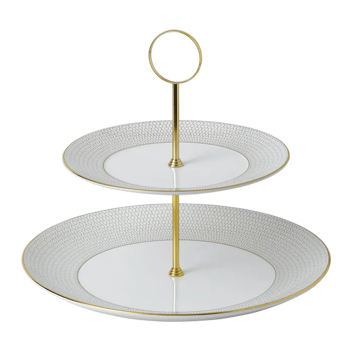 Wedgwood PreStyled Sets Wedgwood Gio Gold 2 Tier Cake Stand