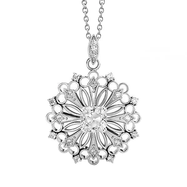 White Gold 14K Natural Earth Mined Diamond Pendant Round Cushion Old Cut 2 Carats HarryChadEntcom Necklaces White Gold 14K Natural Earth Mined Diamond Pendant Round Cushion Old Cut 2 Carats HarryChadEntcom Necklaces
