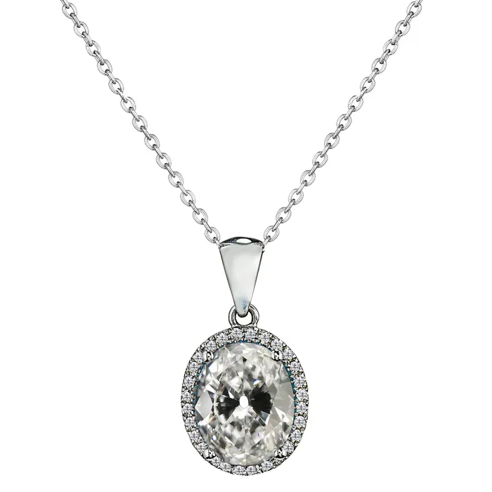 White Gold Pendant 3 Carats Oval Old Miner Natural Diamond HarryChadEntcom Necklaces White Gold Pendant 3 Carats Oval Old Miner Natural Diamond HarryChadEntcom Necklaces