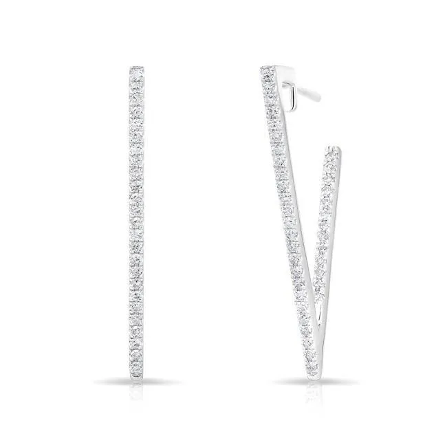 Women Hoop Earrings Round Cut 300 Carats Natural Earth Mined Diamonds 14K White Gold GB Earrings Women Hoop Earrings Round Cut 300 Carats Natural Earth Mined Diamonds 14K White Gold GB Earrings